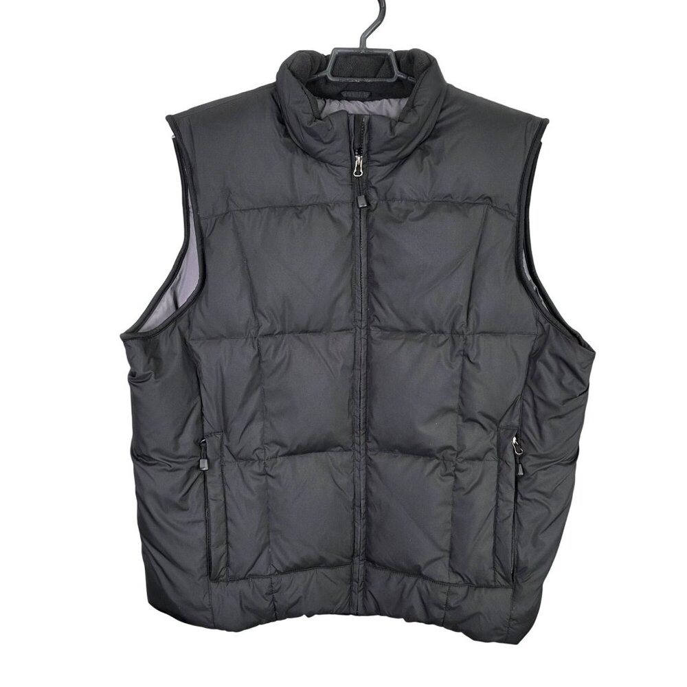 Mens Premium Eddie Bauer Goose Down Black Quilted Puffer Vest Jacket Size XL